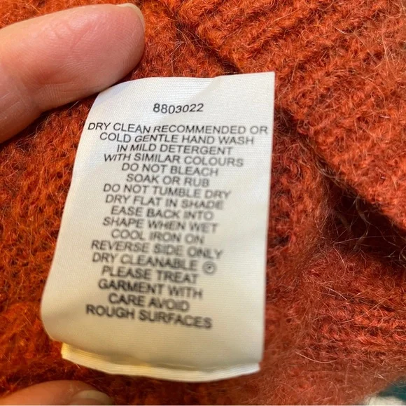 Seed Heritage Mohair Wool Blend Textured Rib Sweater in Burnt Orange Small - Picture 8 of 8